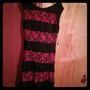 Black and red lace dress